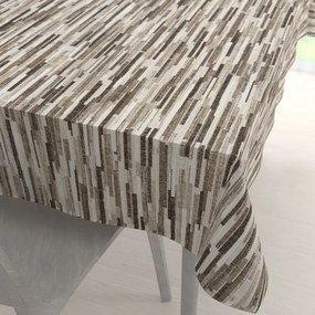 Biante Veľký dekoračný obdĺžnikový obrus Leona LN-176 Hnedo-béžové pásiky 180x220 cm