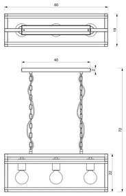 Luster na reťazi ARNOLD 3xE27/60W/230V čierna