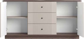 Komoda Vespera 160 cm na sokli - kašmírová / orech / čierna