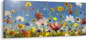 Maľovaný obraz rozkvitnutej lúky (120x50 cm)