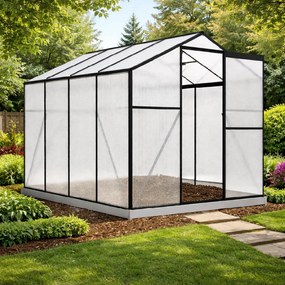 Skleník so základňou BestBerg BBGH-806B / 4,8 m² / 252 × 190 × 194 cm / čierna