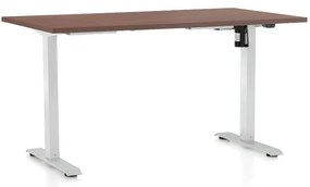 Výškovo nastaviteľný stôl OfficeTech A, 120 x 80 cm, biela podnož, orech