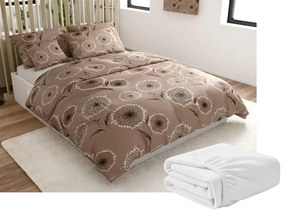 Sada 2ks mikroplyšových obliečok PAMPELINO svetlohnedé + plachta mikroplyš SOFT 180x200 cm biela, dvojlôžko