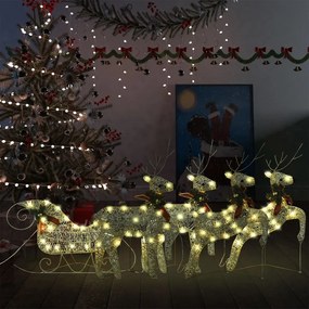 Vianočná dekorácia soby a sane 100 LED vonkajšia zlatá 3100427