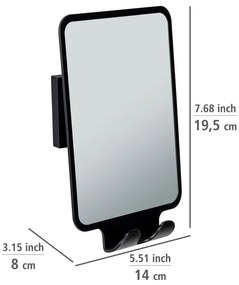 Kozmetické zrkadlo s vešiakom 14x19.5 cm Quadro Black – Wenko