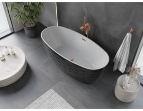 Mexen Olea, voľne stojaca vaňa, vzor, 170 × 80 cm, biela-čierna, ružové zlato prepad, 52821708075-60