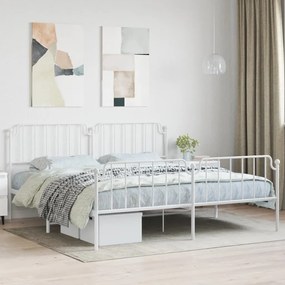 Kovový rám postele s predným a zadným čelom biely 193x203 cm 373960