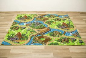 Detský koberec Dino dedina dinosaurov