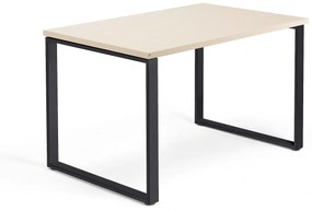 Kancelársky pracovný stôl QBUS, O-rám, 1200x800 mm, breza/čierna
