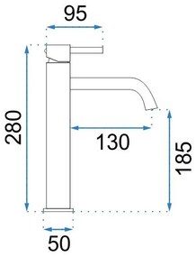 REA-B9409 - Umývadlová batéria LUNGO 28 cm zlatá