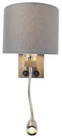 Moderná nástenná lampa oceľ s šedým tienidlom - Brescia
