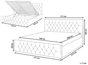 Zamatová posteľ s úložným priestorom 160 x 200 cm sivobéžová AMIENS Beliani