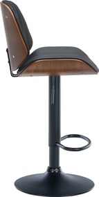Barová stolička Nova - koženka, čierny rám - Orech / čierna