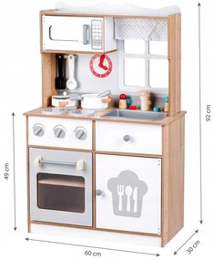 Drevená kuchynka ECOTOYS s 16 dielmi a zvukom