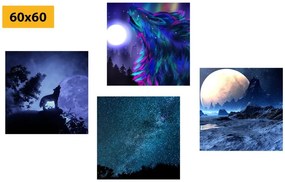 Set obrazov tajomný vlk - 4x 60x60