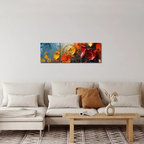 Obraz - Abstraktná maľba kvetov III. (s hodinami) (90x30 cm)