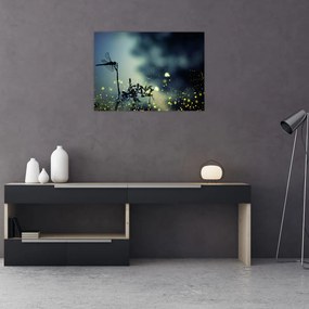Obraz - Vážka za trblietavej noci (70x50 cm)