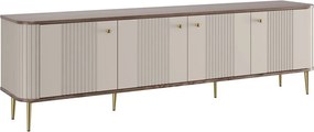 TV stolík Vespera 4D 187 cm - kašmírová / orech / zlaté nožičky
