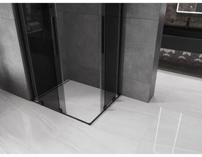 Mexen Velar Duo, sprchový kút s posuvnými dverami 100 x 90 cm, 8mm šedé sklo, čierna matná, 871-100-090-42-70