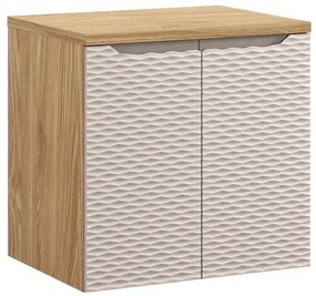 Závěsná skříňka pod umyvadlo Ocean II s deskou 60 cm béžová/dub olejovaný