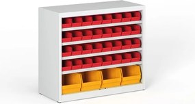 Regál s plastovými boxmi BASIC so zadnou stenou - 800 x 400 x 920 mm, 32x A, 4x C