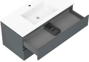 Mexen Orio, kúpeľňová skrinka 100 cm s umývadlom Otis, 2 zásuvky, grafitová matná/biela matná, 91A10-10047-2-BFF66-W18M01