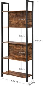 Knižnica NAVARO hnedá/čierna