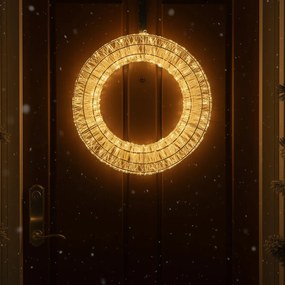 Vianočné závesné svetlo Veniec strieborný 45 cm vrátane LED IP44 - Nawa