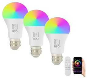 IMMAX NEO LITE SMART sada 3x žárovka LED E27 11W RGB+CCT, stmívatelná, Wi-Fi, Beacon, DO, TUYA 07733CDO
