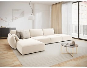 Béžová zamatová rohová pohovka (ľavý roh/s leňoškou) Vanda – Mazzini Sofas