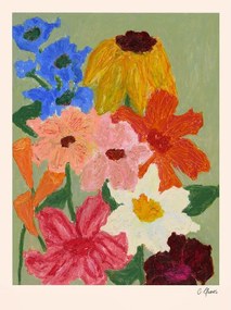 Plagát 50x70 cm Flowers on Sage Green – Carla Llanos – The Poster Club
