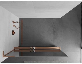 Mexen Kioto+ L, sprchová zástena Walk-In s poličkou a vešiakom 80 x 200 cm, 8mm sklo vzor zrkadlo, medený matný profil, 800-080-123-65-50