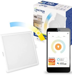 Zapustený štvorcový LED panel 12W CCT ALGINE SPECTRUM Smart TUYA WiFi Stmievateľný