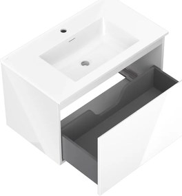 Mexen Orio, kúpeľňová skrinka 80 cm s umývadlom Otis, 1 zásuvka, biela lesklá, 91A10-08047-1-BF00-W18M00