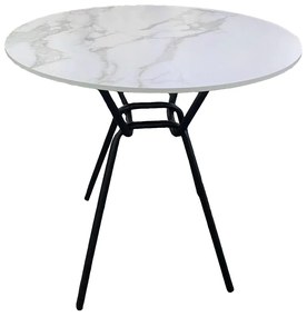 Jedálenský stôl, biela/čierna, 80 cm, TEON