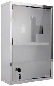 Kovová závesná skrinka na lieky v striebornej farbe 12x48 cm – PT LIVING