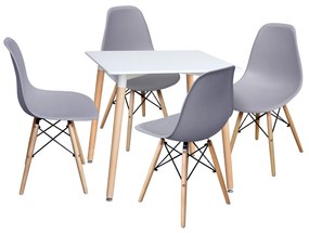 Jedálenský stôl 80x80 UNO biely + 4 stoličky UNO sivé