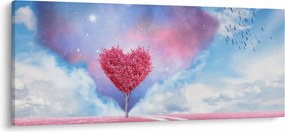 Obraz - Ružový strom srdca (120x50 cm)