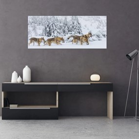 Obraz - Vlci v horách (120x50 cm)