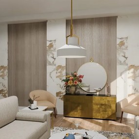 Quoizel QZ-BRECKEN-2P-AB-OPAL - Luster na tyči BRECKEN 2xE27/60W/230V zlatý/biely