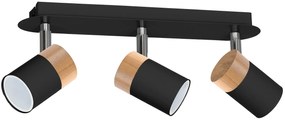 Bodové svietidlo Joker, 3x drevené/čierne kovové tienidlo, b/ch