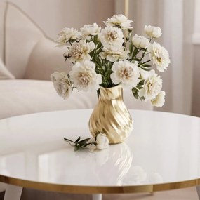 OKRÚHLY KONFERENČNÝ STOLÍK LEONARDO GLAM BIELY LESK + ZLATY