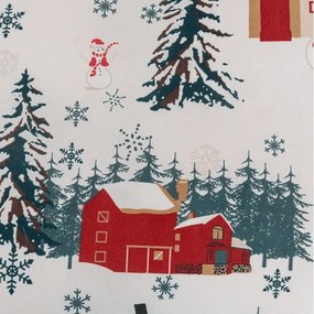 Flanelová obliečka na vankúš SNOWY HOUSES 45x45 cm, biela