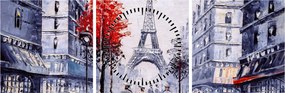 Obraz uličky v Paríži, olejomaľba (s hodinami) (90x30 cm)
