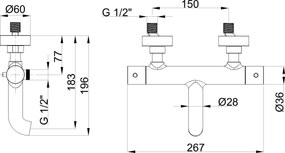 Invena Termora, termostatická vaňová batéria, chrómová, INV-BT-W1-001-V
