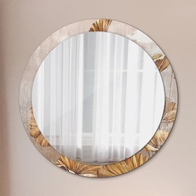 Okrúhle ozdobné zrkadlo Zlaté listy fi 90 cm