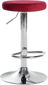Barová stolička Ponte - zamat, chróm rám - Červená