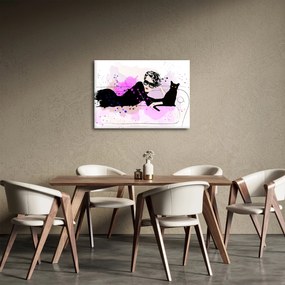 Obraz - Žena s čiernou mačkou (70x50 cm)