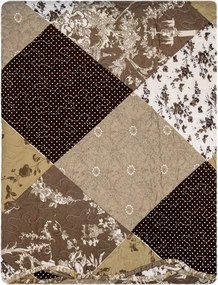 Hnedý prehoz na posteľ a 1x obliečka na vankúš Patchwork - 180*250 cm / 50*70 cm