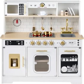 Detská kuchynka so svetlom a zvukom Drevená detská kuchynka so sporákom a drezom Detská kuchynka vrátane 14 doplnkov Biela